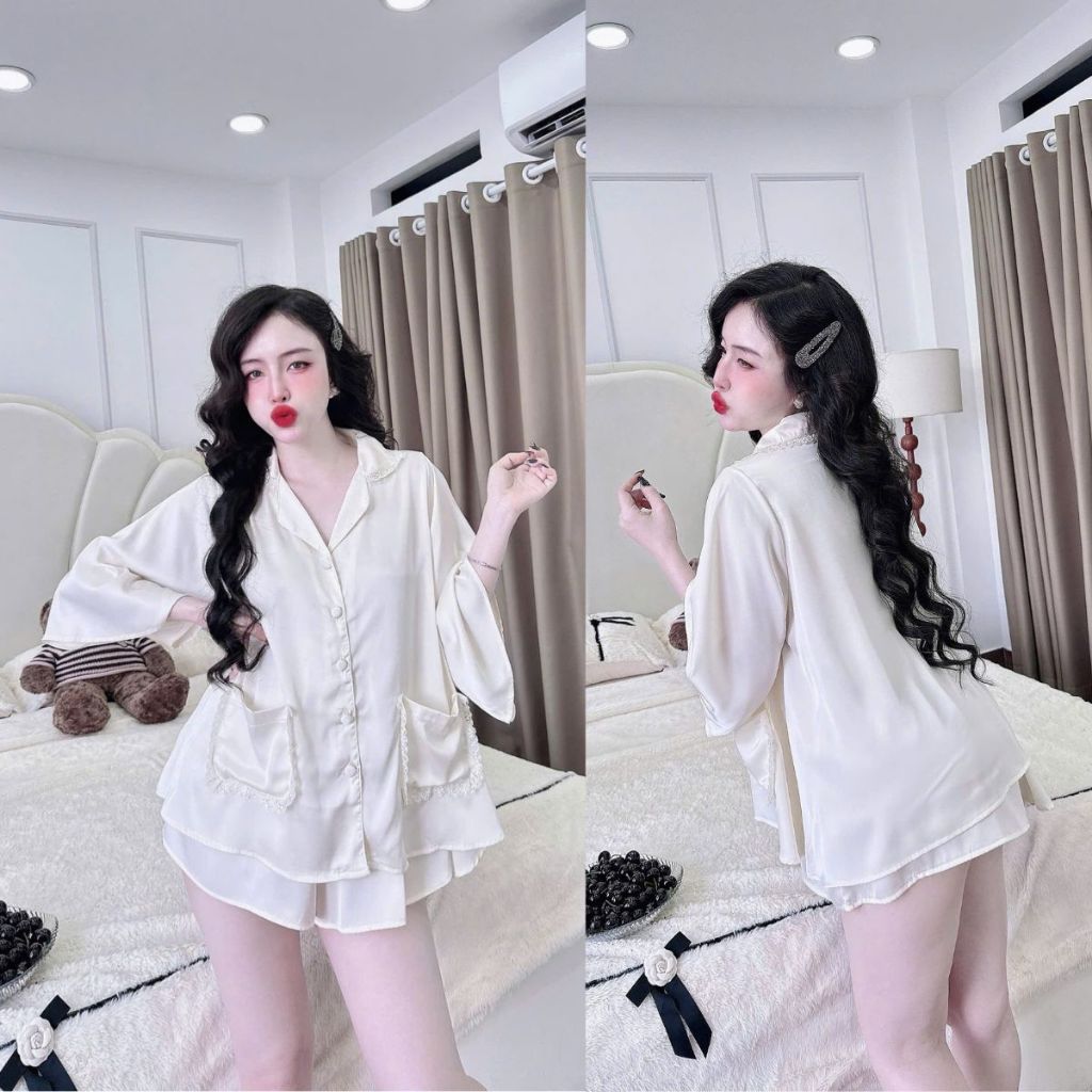Đồ Ngủ Pijama Bigsize MIKY, Đồ Ngủ Bigsize lụa Latin cao cấp mềm mại xinh xắn 1 < 70KG 2 túi ren | BigBuy360 - bigbuy360.vn