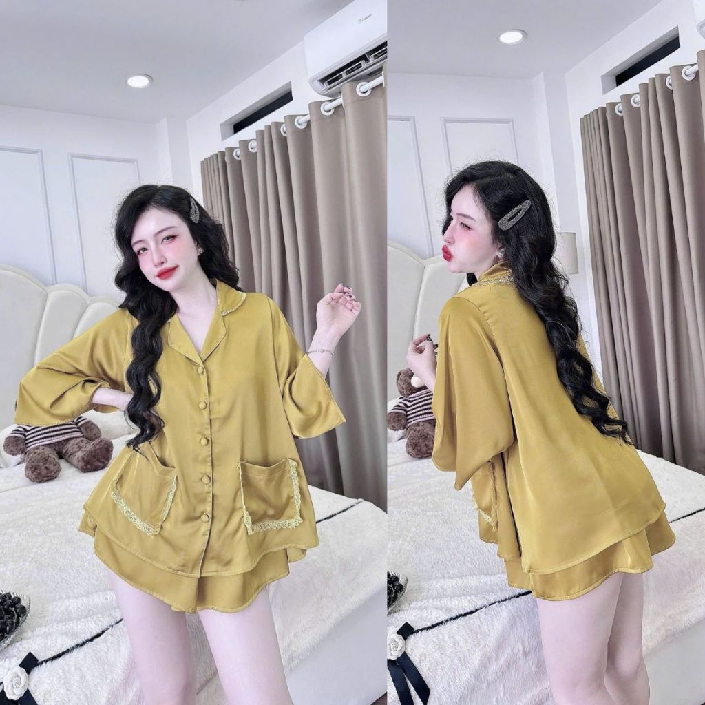 Đồ Ngủ Pijama Bigsize MIKY, Đồ Ngủ Bigsize lụa Latin cao cấp mềm mại xinh xắn 1 < 70KG 2 túi ren | BigBuy360 - bigbuy360.vn