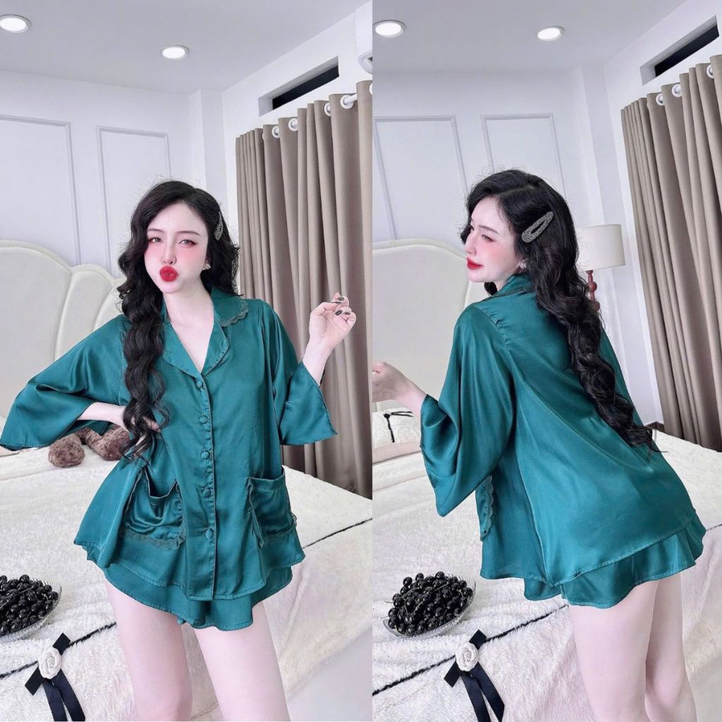 Đồ Ngủ Pijama Bigsize MIKY, Đồ Ngủ Bigsize lụa Latin cao cấp mềm mại xinh xắn 1 < 70KG 2 túi ren | BigBuy360 - bigbuy360.vn