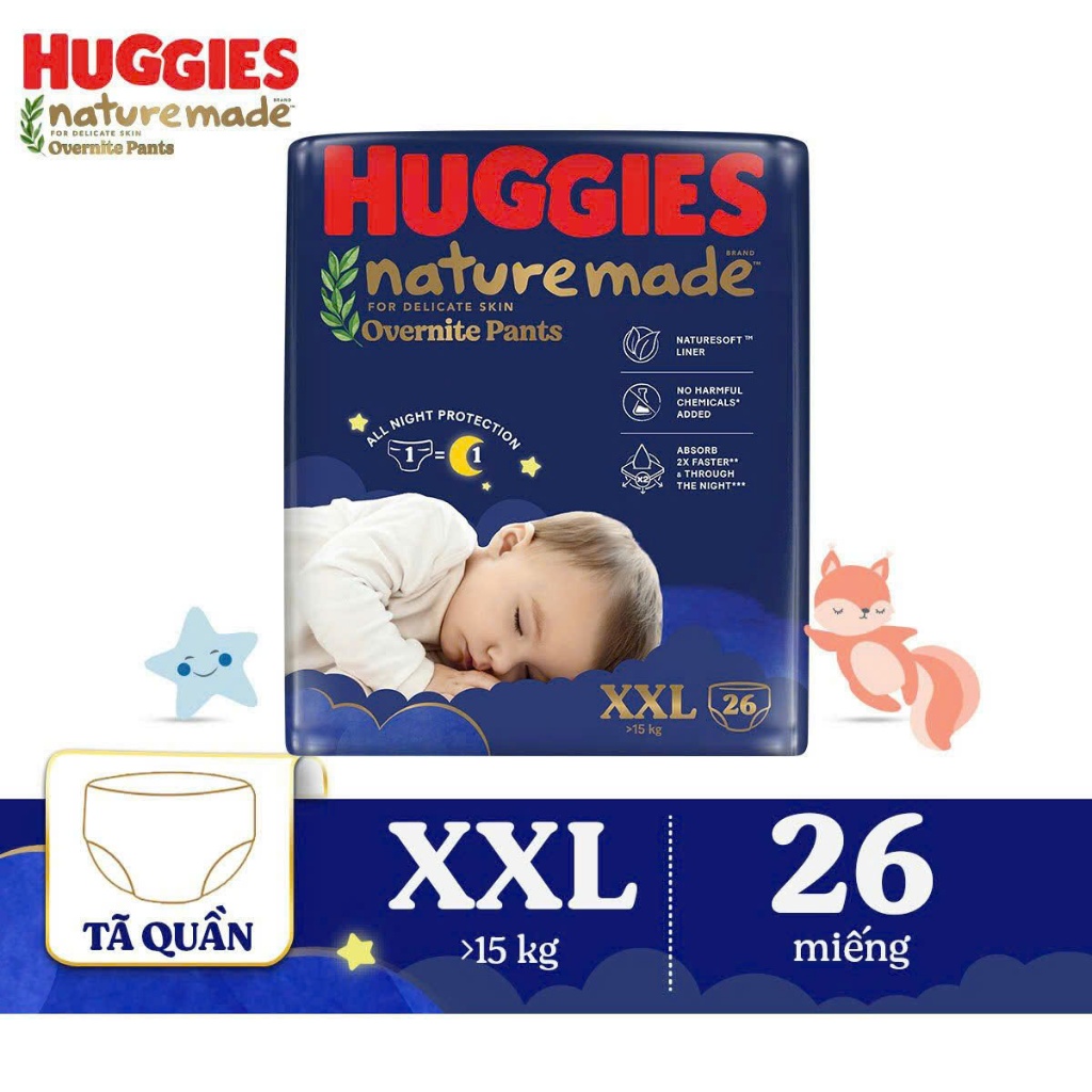 [XẢ HÀNG CỰC RẺ] Tã Quần Huggies Ban Đêm Cao Câp XXL26 - Tã Quần Huggies Nature made - Kho Bỉm Thanh
