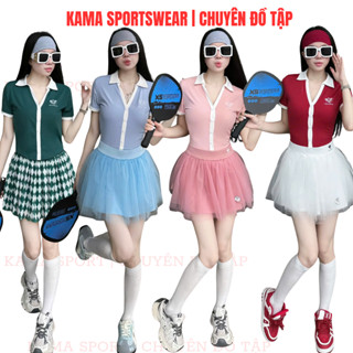 Bộ tập Pickleball nữ mix áo croptop mix chân váy tầng von mềm chuyên tập pickleball, tennis, cầu lông BP96