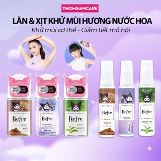 Lăn nách Refre lăn khử mùi hôi, Xịt khử mùi Refre hương tự nhiên và hương nước hoa, trà xanh, giảm tiết mồ hôi