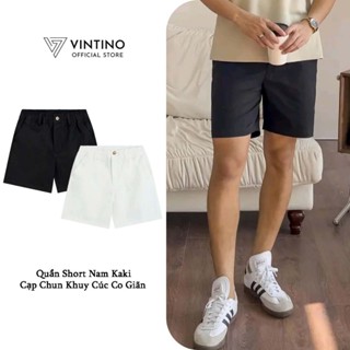Quần Short Nam Kaki VINTINO Cạp Chun Khuy Cúc Co Giãn Thoáng Mát Form Trên Gối QS13