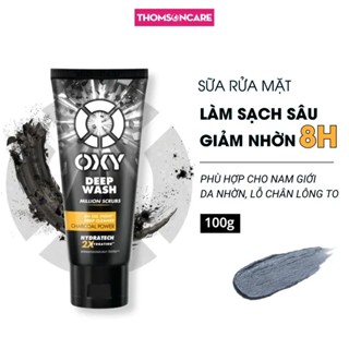 Sữa rửa mặt cho nam Oxy Deep Wash 100g, sạch sâu giảm nhờn dạng kem có hạt massage, kem rửa mặt cho nam giới