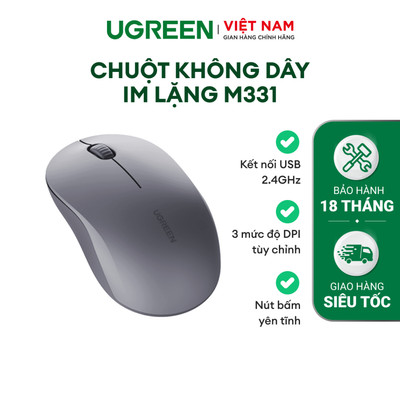 Chuột không dây Ugreen M331 |  Nút bấm yên tĩnh | 3 mức độ DPI 800/1200/1600 | Bảo hành 18 tháng 1 đổi 1 65772