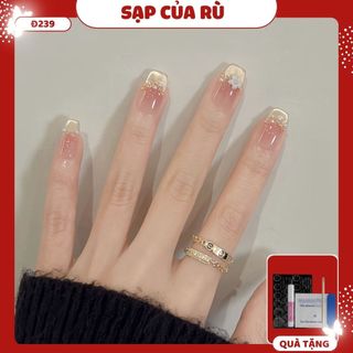  Đ239 MÓng tay giả Ngắn bộ 30 móng sơn gel mắt mèo charm hoa nail giả nàng thơ làm nail 