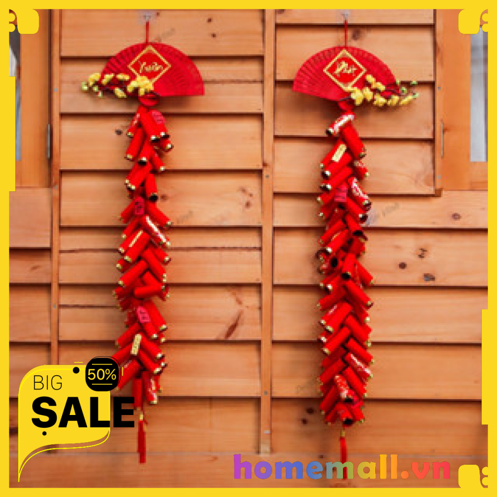 Chùm Pháo Giấy Đỏ Mô Hình Dài 130CM PG03 Trang Trí Tết Decor Nhà Cửa HMSS037