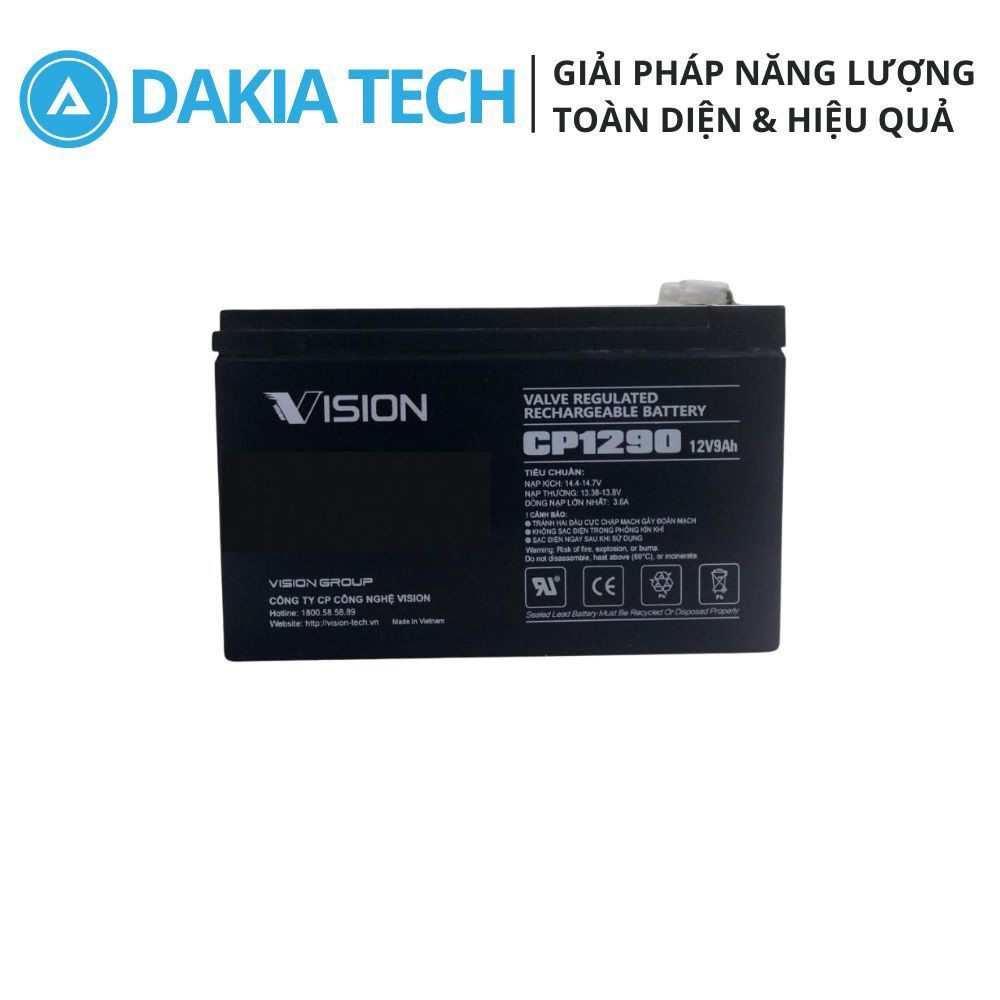 Ắc quy Vision 12V 9Ah Model CP1290 - Ắc quy khô kín khí chất lượng cao