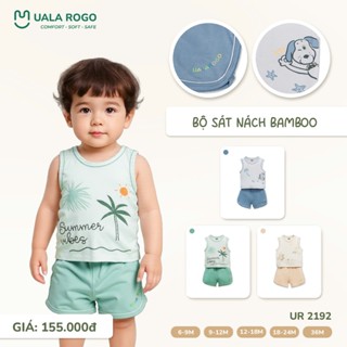 Bộ Ba Lỗ Uala Rogo Bamboo cao cấp mềm mịn thoáng mát thấm hút tốt in họa tiết cho bé trai bé gái 2179 2183 2326 2192
