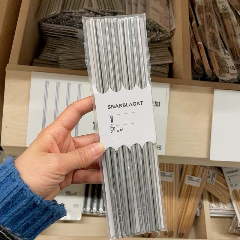 SNABBLAGAT Set 4 đôi đũa inox - 704.299.32