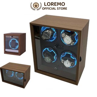 Hộp Đựng Đồng Hồ Cơ xoay tự động - 1 đến 4 Xoay Bằng Da Hộp lắc đồng hồ cơ-Hiệu ứng ánh sáng RGB