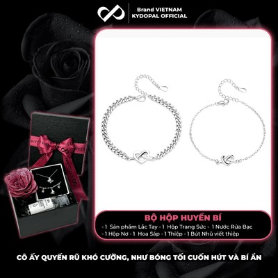 [HCM Hỏa Tốc] Lắc tay bạc đôi KYDOPAL vòng cá tính đeo nam nữ mặt tim đan chéo trang sức cao cấp - PAL9C3L13