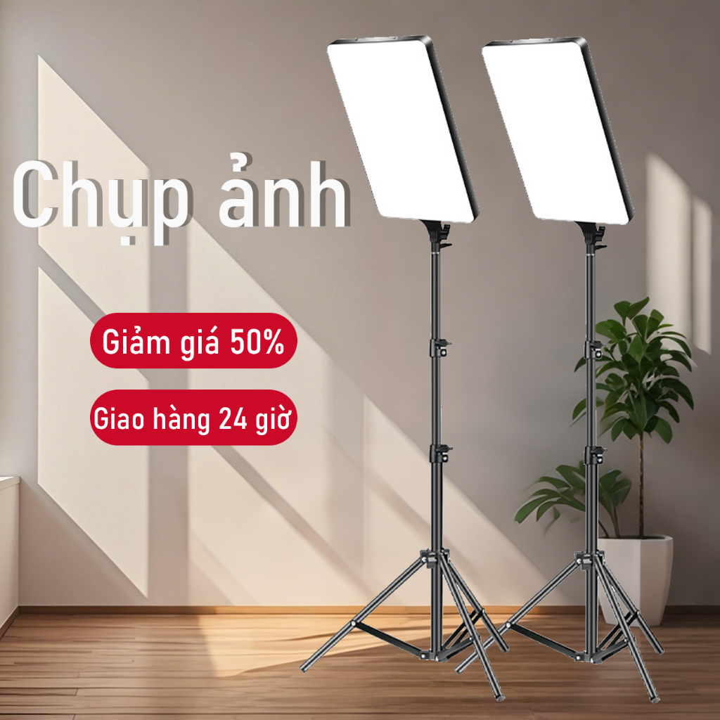 Đèn panel LED chụp ảnh 24 inch,Bộ đèn bảng phẳng Đèn chụp ảnh Đèn livestream Thích hợp để quay video Có điều khiển từ xa
