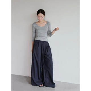 Quần linen dài lưng thun form dài ống rộng SOMS | Rue Pants