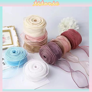  RUY BĂNG VOAN viền sóng KHÔNG LÕI dài 9m trang trí gói quà thắt nơ bó hoa phong cách Hàn Quốc 