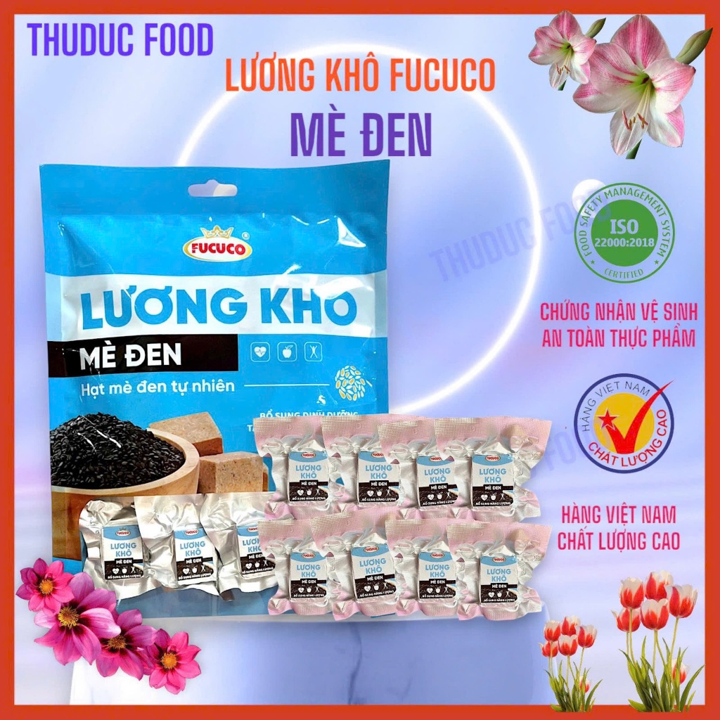 740g lương khô mini FUCUCO hạt Mè Đen tự nhiên, hương vị thơm ngon, Sản xuất tại Việt Nam.