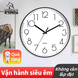 Đồng hồ treo tường VOVOVA siêu êm mặt số 3D kim trôi mượt size lớn 30cm bảo hành 12 tháng tặng kèm đinh treo