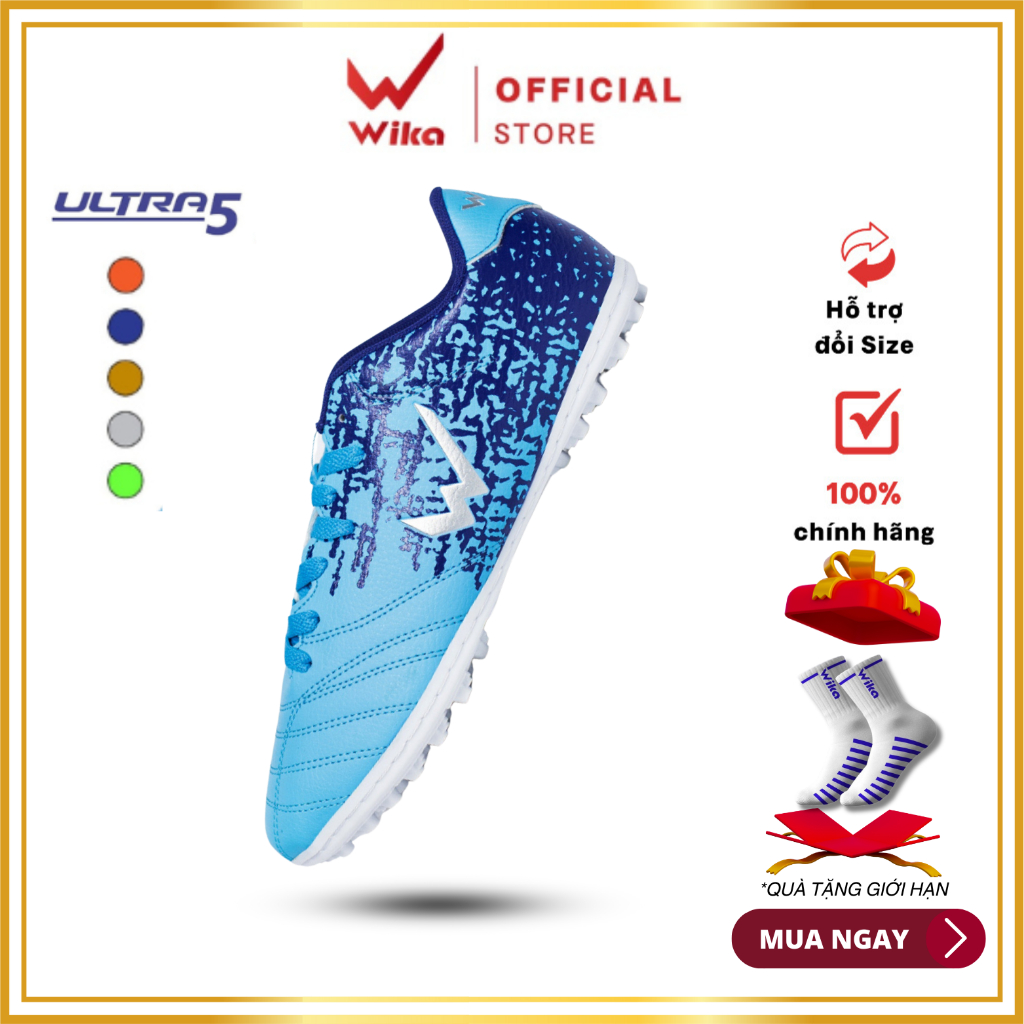Giày Đá Bóng Wika Ultra 5, Chất liệu da Pu cao cấp, siêu nhẹ,đinh TF, Khâu Full Đế
