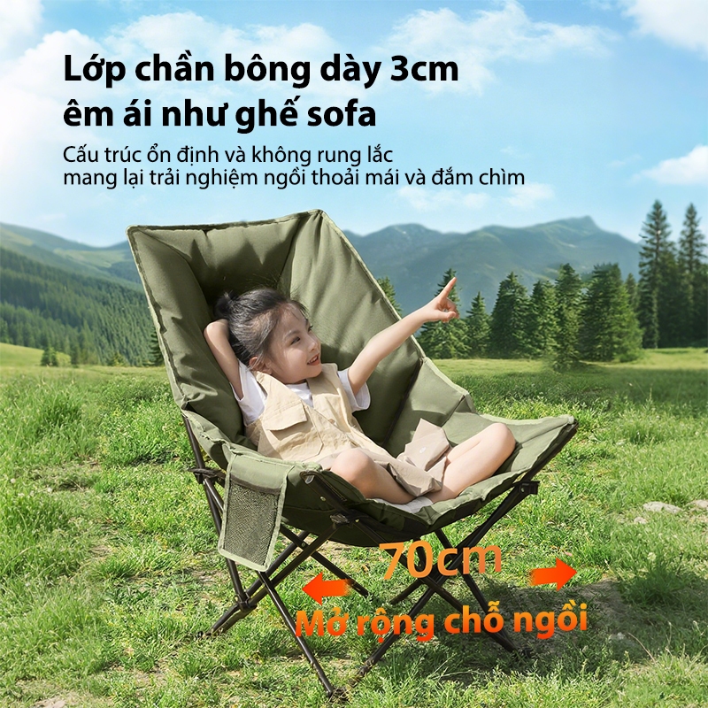 ghế gấp gọn cắm trại Được nhồi bằng cotton 3cm, thoải mái và mềm mại, Tải trọng ổ đĩa 150kg | BigBuy360 - bigbuy360.vn