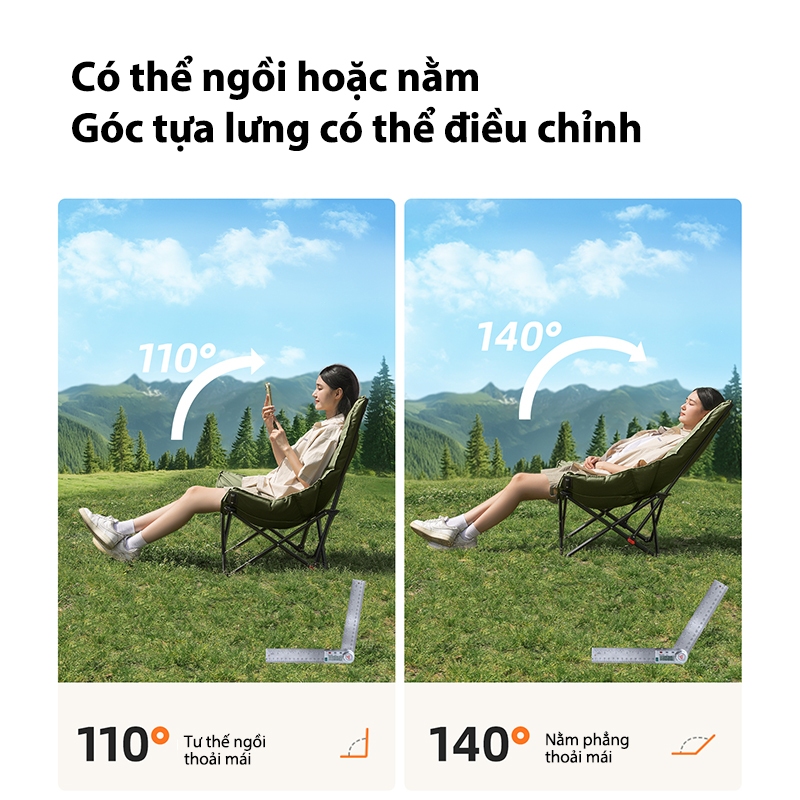 ghế gấp gọn cắm trại Được nhồi bằng cotton 3cm, thoải mái và mềm mại, Tải trọng ổ đĩa 150kg | BigBuy360 - bigbuy360.vn