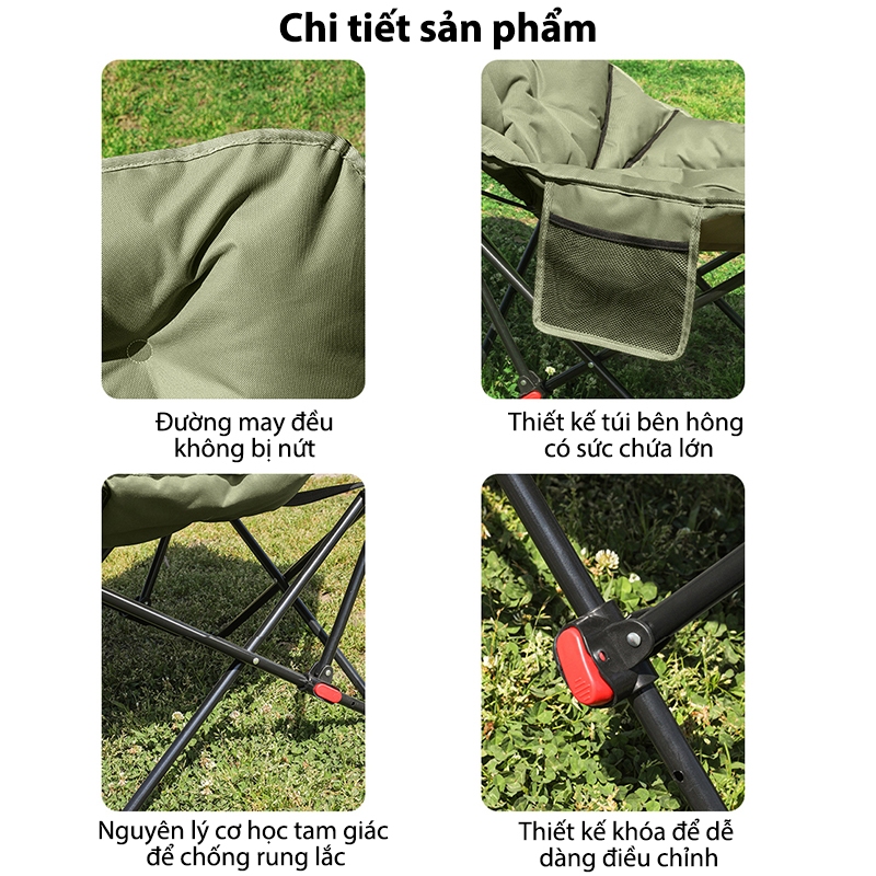 ghế gấp gọn cắm trại Được nhồi bằng cotton 3cm, thoải mái và mềm mại, Tải trọng ổ đĩa 150kg | BigBuy360 - bigbuy360.vn