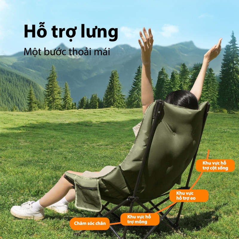 ghế gấp gọn cắm trại Được nhồi bằng cotton 3cm, thoải mái và mềm mại, Tải trọng ổ đĩa 150kg | BigBuy360 - bigbuy360.vn