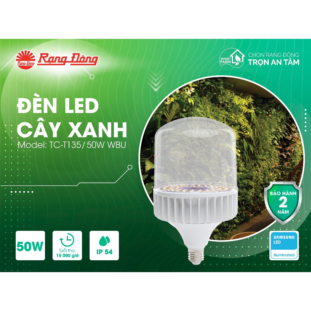 Đèn LED Trồng Cây 50W WBU – Model TR140N1 | Đèn Chiếu Sáng Cây Trong Nhà, Kích Thích Sinh Trưởng – C