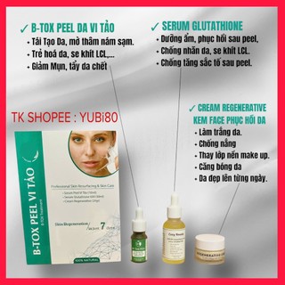    Bộ 3 Món   B-TOX Peel Da Mặt Vi Tảo Cao Cấp -  Gồm có Peel da vi tảo  serum b5  kem dưỡng chống nắng phục hồi da  