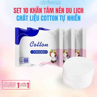 Set 10 Khăn Tắm Nén Dùng 1 Lần Khăn Tắm Size 70x140cm Cotton Mềm Mịn Không Kích Ứng Da
