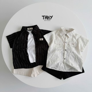 Áo sơ mi kẻ phong cách Taby Kids, chất liệu thô mềm mại thoáng mát cho bé trai từ 8-32kg TB11