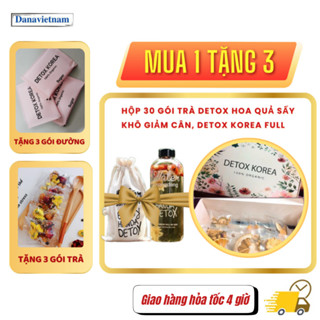 Hộp 30 gói trà Detox hoa quả sấy khô cho vóc dáng đẹp, đẹp da, DETOX KOREA Full VIP (ảnh thật)