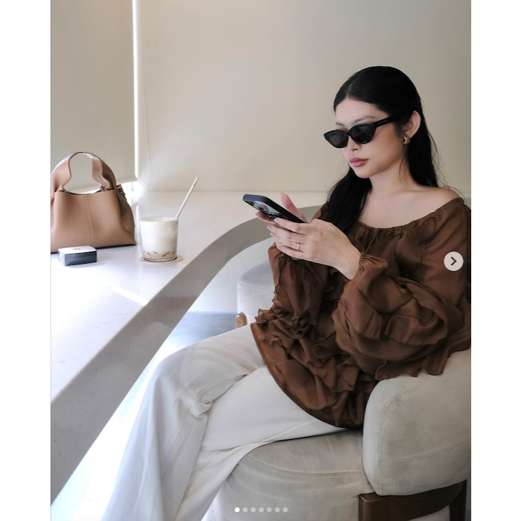 Áo voan lụa Amelie - Mocha - Oceana London | BigBuy360 - bigbuy360.vn