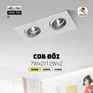 Bộ đèn Âm Trần COB Đôi Spotlight (by MD Ledlighting), (công suất: 7Wx2/12Wx2), (ánh sáng: 1 màu/3 màu)