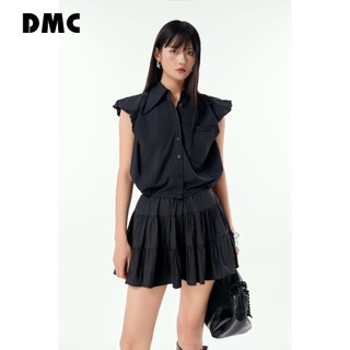 Áo sơ mi nữ đen vai phồng DMC (Black Short Sleeves Breathable Nylon Shirt)