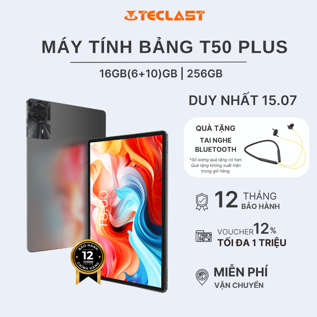 [DUY NHẤT 15.07] Máy Tính Bảng Teclast T50 PLUS 16GB(6+10)/256GB| FHD 11” | 8000mAh | 2 Nano Sim | BigBuy360 - bigbuy360.vn