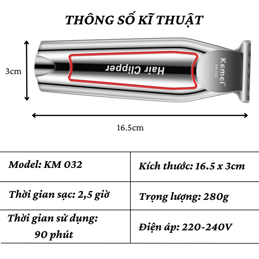 Tông đơ cắt tóc cho bé KM 032,Tăng đơ chấn viền, kẻ viền nhỏ gọn, máy cắt tóc,hớt lông thú cưng tại nhà
