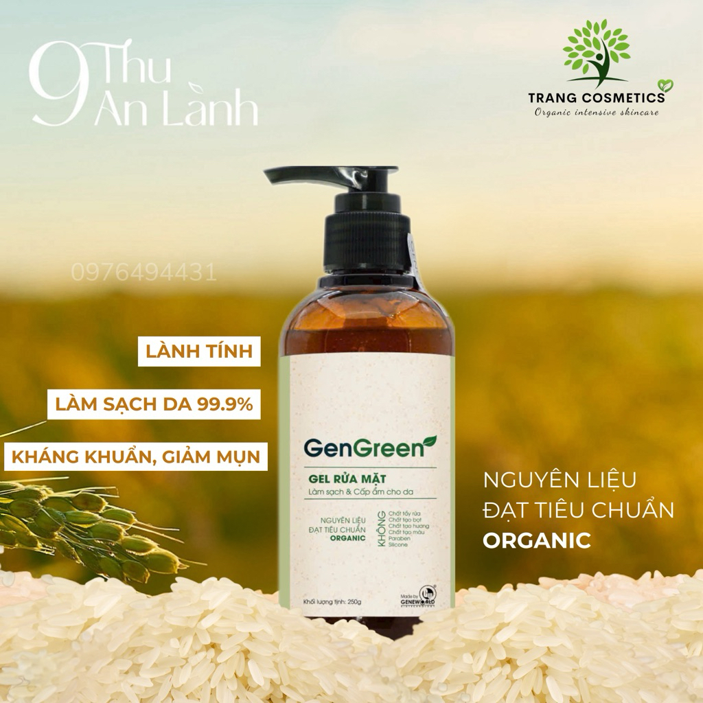 [ Chính Hãng 100% ] Cleansing Gel Sữa Rửa Mặt Organic An Toàn Cho Da, Sạch Mụn, Sáng Da Mịn Da
