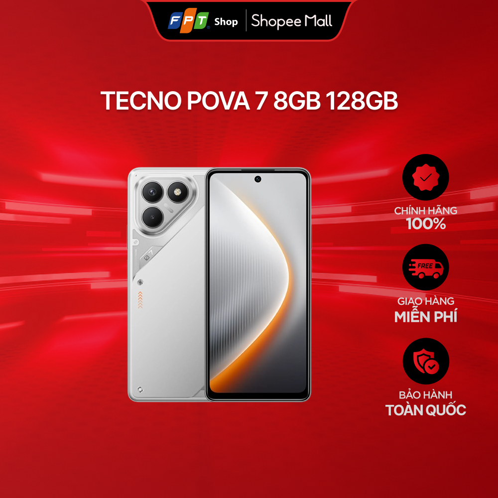 [Chỉ GH tận nơi] Điện thoại Tecno Pova 7 8GB 128GB, 6.78" FHD+, Pin 7000mAh, Bảo hành 13 tháng