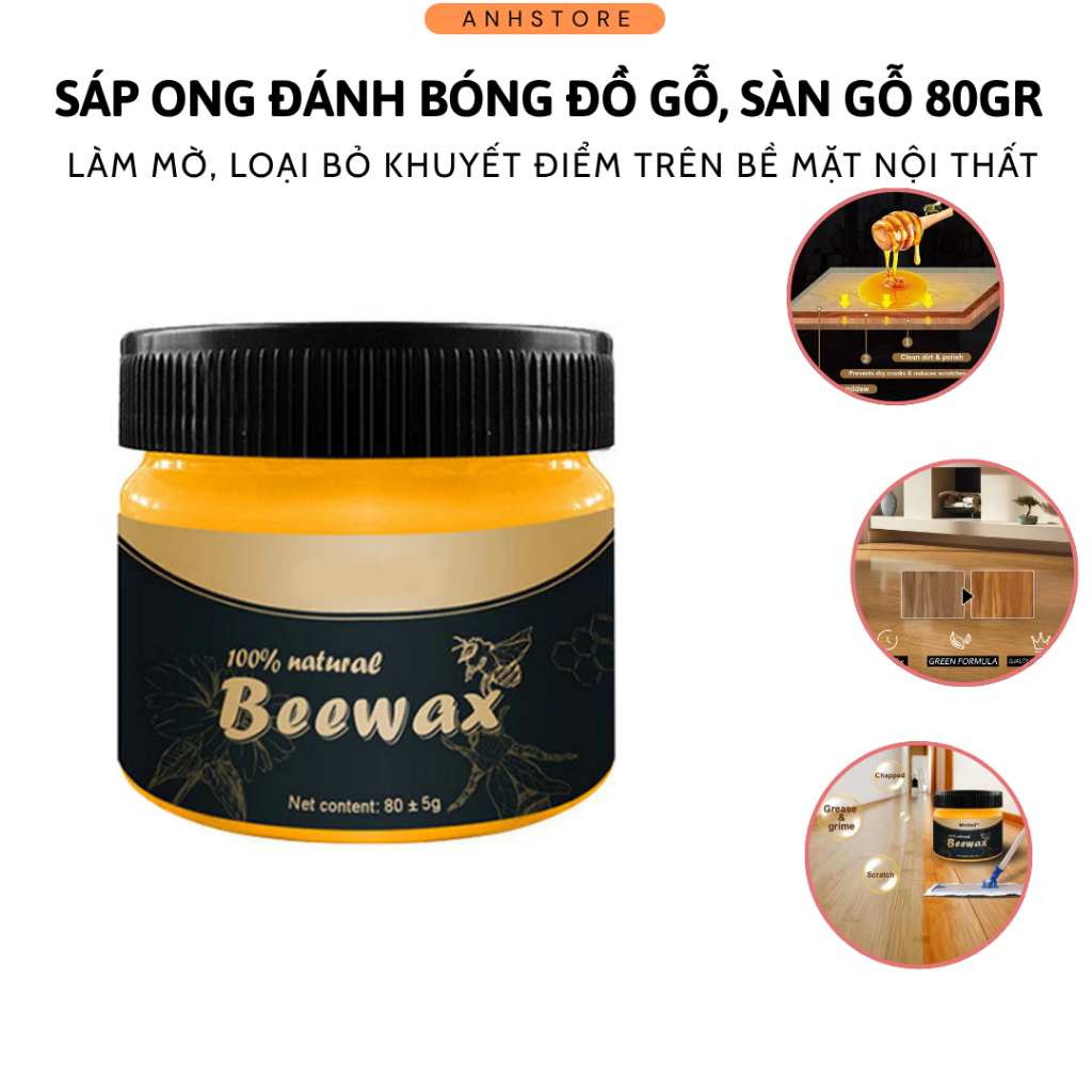 [sáp ong] Sáp ong Beewax lau đánh bóng sàn đồ gỗ nội thất 3 tác động làm mới chống thấm nước - Sáp Phục Hồi Màu Gỗ