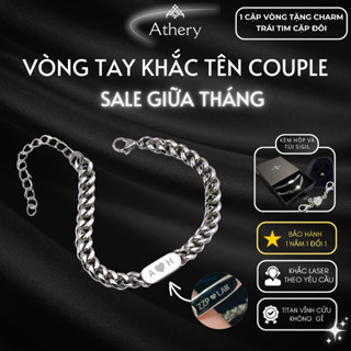 [Khắc tên + Tặng hộp] Vòng tay Nam/Nữ Couple - Phụ kiện trang sức Athery Titan Unisex Bền Bỉ không đen gỉ cho Cặp Đôi