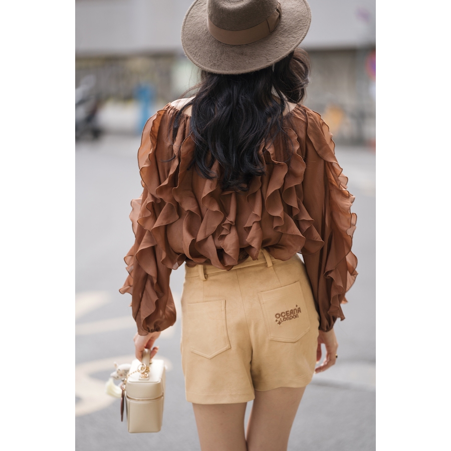 Áo voan lụa Amelie - Mocha - Oceana London | BigBuy360 - bigbuy360.vn
