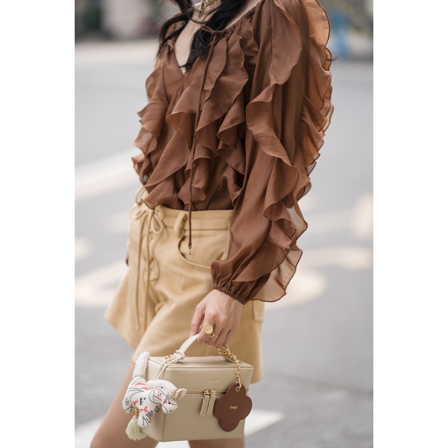 Áo voan lụa Amelie - Mocha - Oceana London | BigBuy360 - bigbuy360.vn