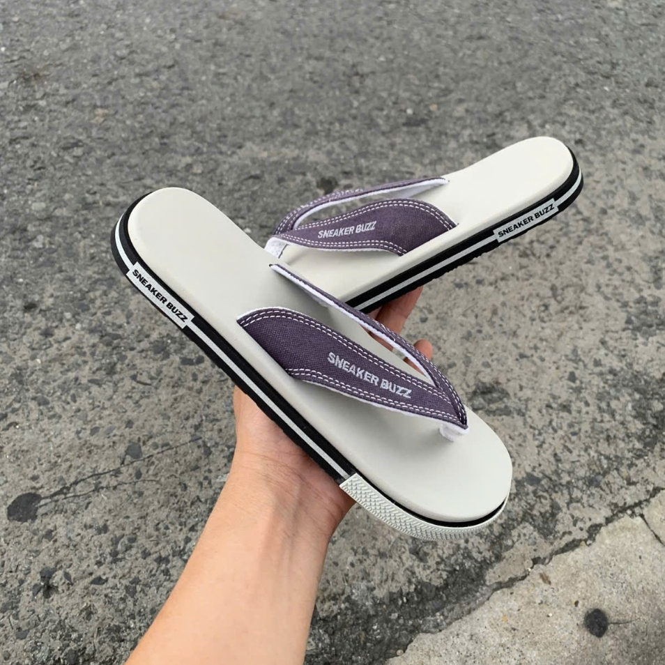 Chính Hãng - Dép sneaker buzz Trắng Quai Tím