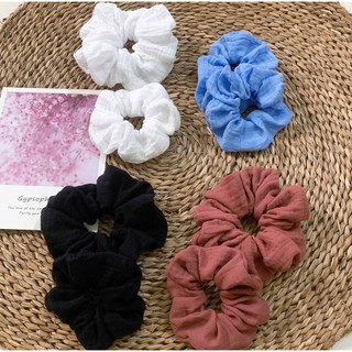 [ 15cm ]Scrunchies Cột Tóc Vải Xô Muslin Màu Trơn Dễ Thương Size Lớn Sang Chảnh Buộc Tóc Vải Hàn Quốc Hot Trend