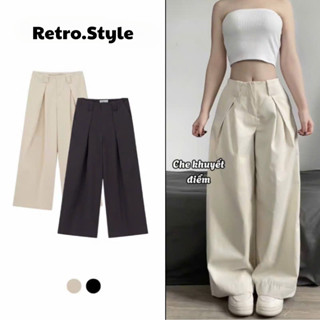  Quần Kaki Xếp Ly Ống Rộng MIAA Vải Đẹp Mềm Thoáng Mát Quần Nữ Ống Suông Cạp Cao Bassic Phong Cách Hàn Quốc 