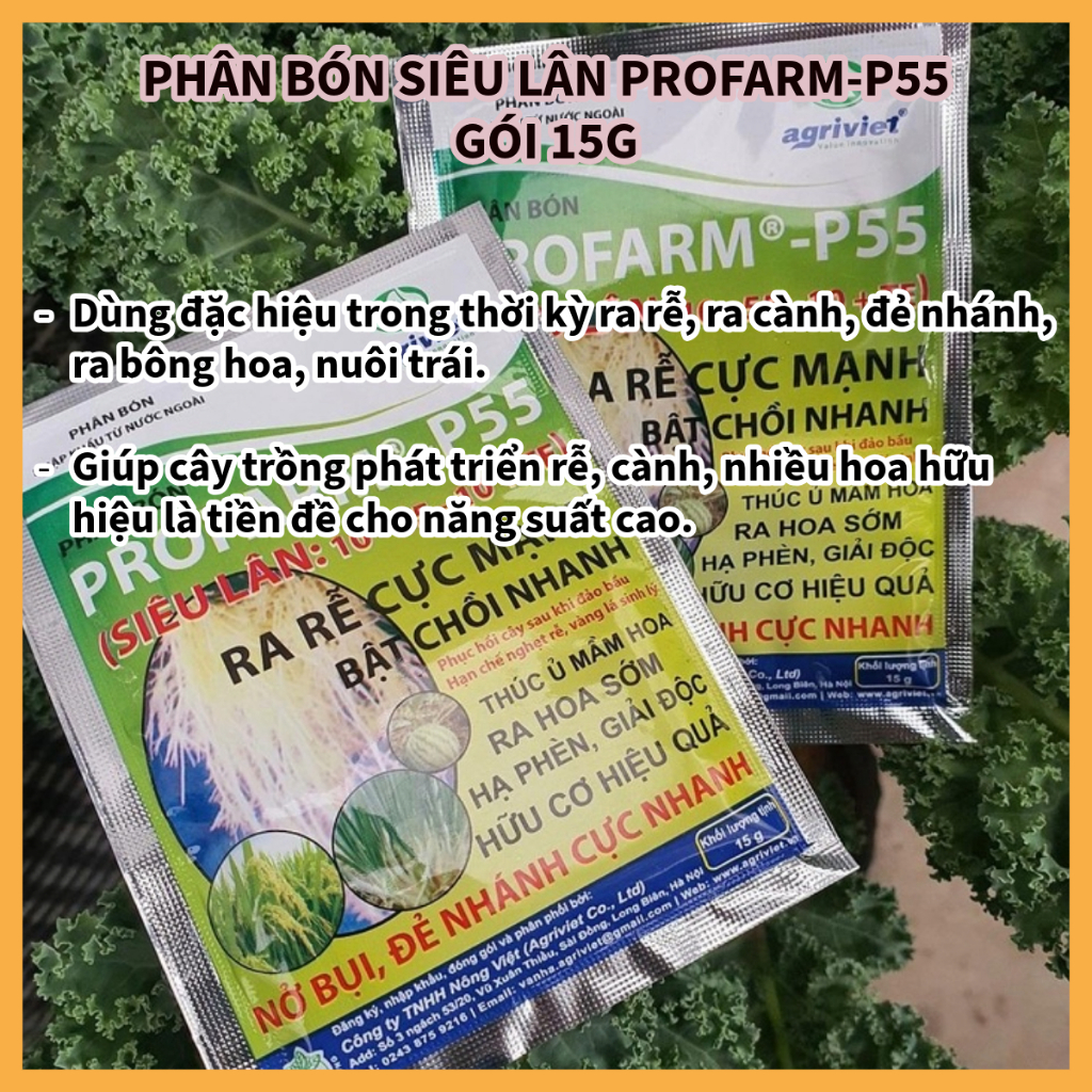 PHÂN BÓN PROFARM-P55 10-55-10+TE GÓI 15G - GIÚP HẠN CHẾ THỐI RỄ