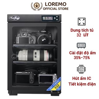  Tủ chống ẩm máy ảnh 32 Lít  bảo hành 5 năm tủ hút ẩm máy ảnh điện tử 32L 2 ngăn dry cabinet chống xước 