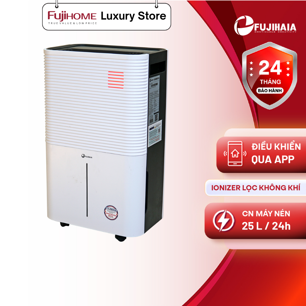 Máy hút ẩm công nghệ máy nén FUJIHAIA DH25W Công suất 25L/ngày-Ionizer lọc không khí -Điều khiển app