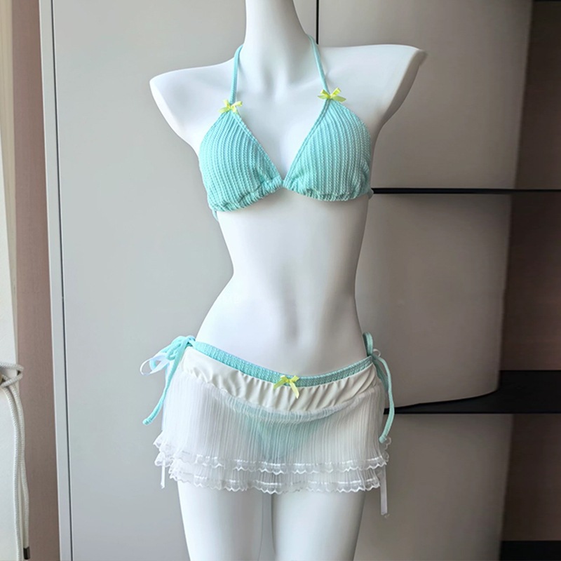 [Video thật] Set Bikini Nữ 4 Món Dễ Thương - Áo Lưới Dài Tay, Bikini Màu Pastel | BigBuy360 - bigbuy360.vn
