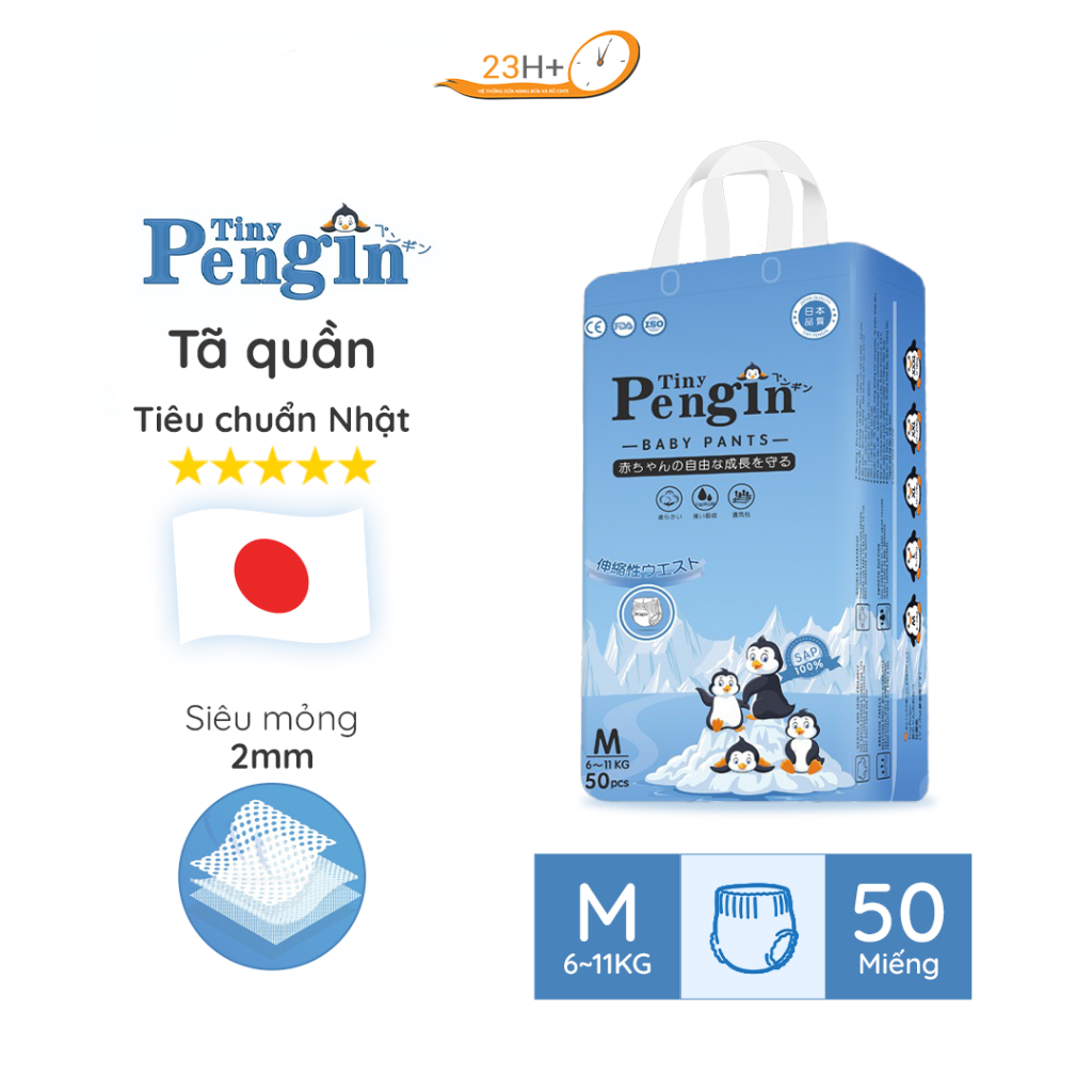 (XẢ KHO) Bỉm/Tã Quần Tiny Pengin Dành Cho Trẻ Em size M/L/XL/2XL/3XL/4XL/5XL Túi 50 miếng - 23HShopP